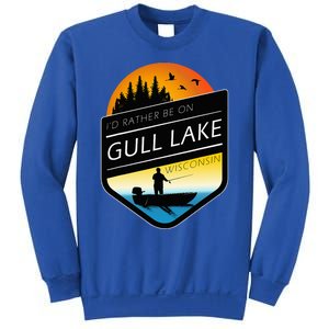 ID Rather Be On Gull Lake Wisconsin Sunset Fishing Sweatshirt