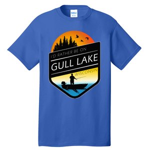 ID Rather Be On Gull Lake Wisconsin Sunset Fishing Tall T-Shirt