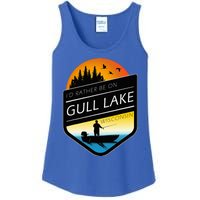 ID Rather Be On Gull Lake Wisconsin Sunset Fishing Ladies Essential Tank