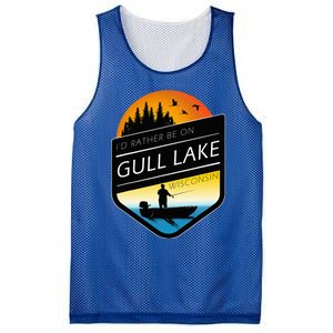 ID Rather Be On Gull Lake Wisconsin Sunset Fishing Mesh Reversible Basketball Jersey Tank