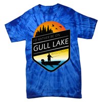 ID Rather Be On Gull Lake Wisconsin Sunset Fishing Tie-Dye T-Shirt