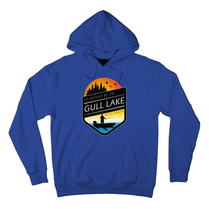 ID Rather Be On Gull Lake Wisconsin Sunset Fishing Tall Hoodie