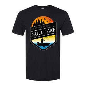 ID Rather Be On Gull Lake Wisconsin Sunset Fishing Softstyle CVC T-Shirt