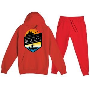 ID Rather Be On Gull Lake Wisconsin Sunset Fishing Premium Hooded Sweatsuit Set