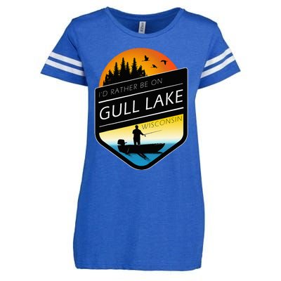 ID Rather Be On Gull Lake Wisconsin Sunset Fishing Enza Ladies Jersey Football T-Shirt