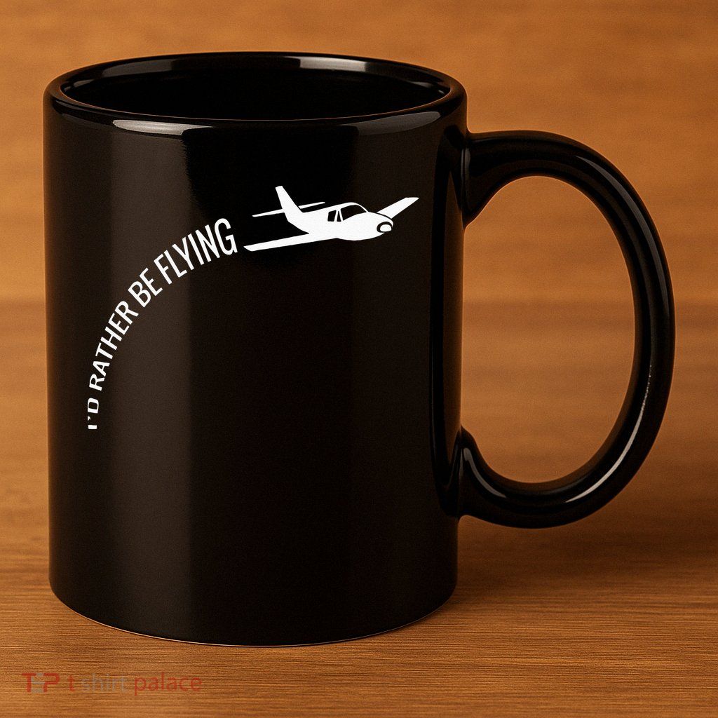 I'd Rather Be Flying Airplane Pilot 11oz C Handle Ceramic Mug