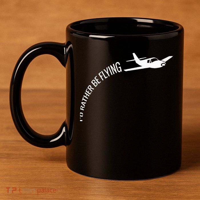 I'd Rather Be Flying Airplane Pilot 11oz C Handle Ceramic Mug