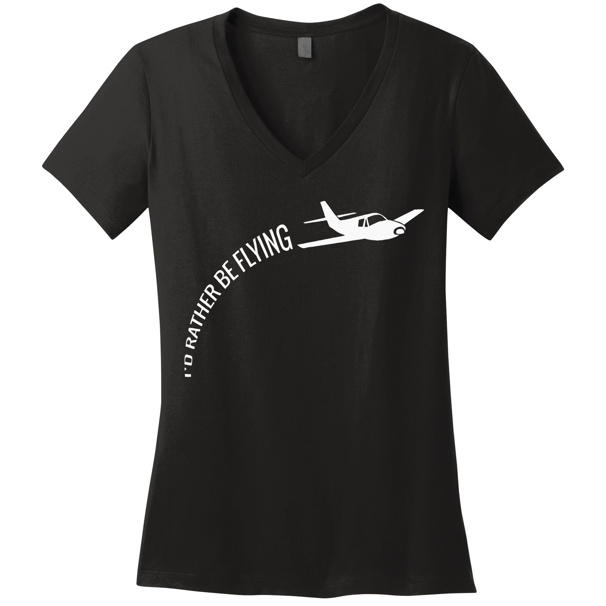 I'd Rather Be Flying Airplane Pilot Women's V-Neck T-Shirt