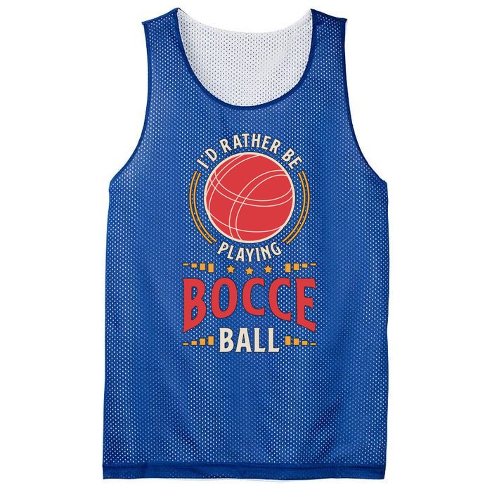 ID Rather Be Playing Bocce Ball Lawn Bowling Bocce Ball Meaningful Gift Mesh Reversible Basketball Jersey Tank