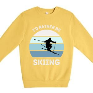 Id Rather Be Skiing Downhill Skiing Family Winter Vacation Gift Premium Crewneck Sweatshirt