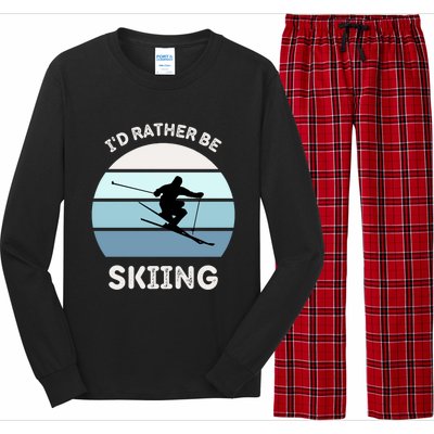 Id Rather Be Skiing Downhill Skiing Family Winter Vacation Gift Long Sleeve Pajama Set