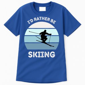 Id Rather Be Skiing Downhill Skiing Family Winter Vacation Gift Tall T-Shirt