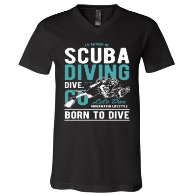 I'd Rather Be Scuba Diving Scuba Diving Diver Dive V-Neck T-Shirt