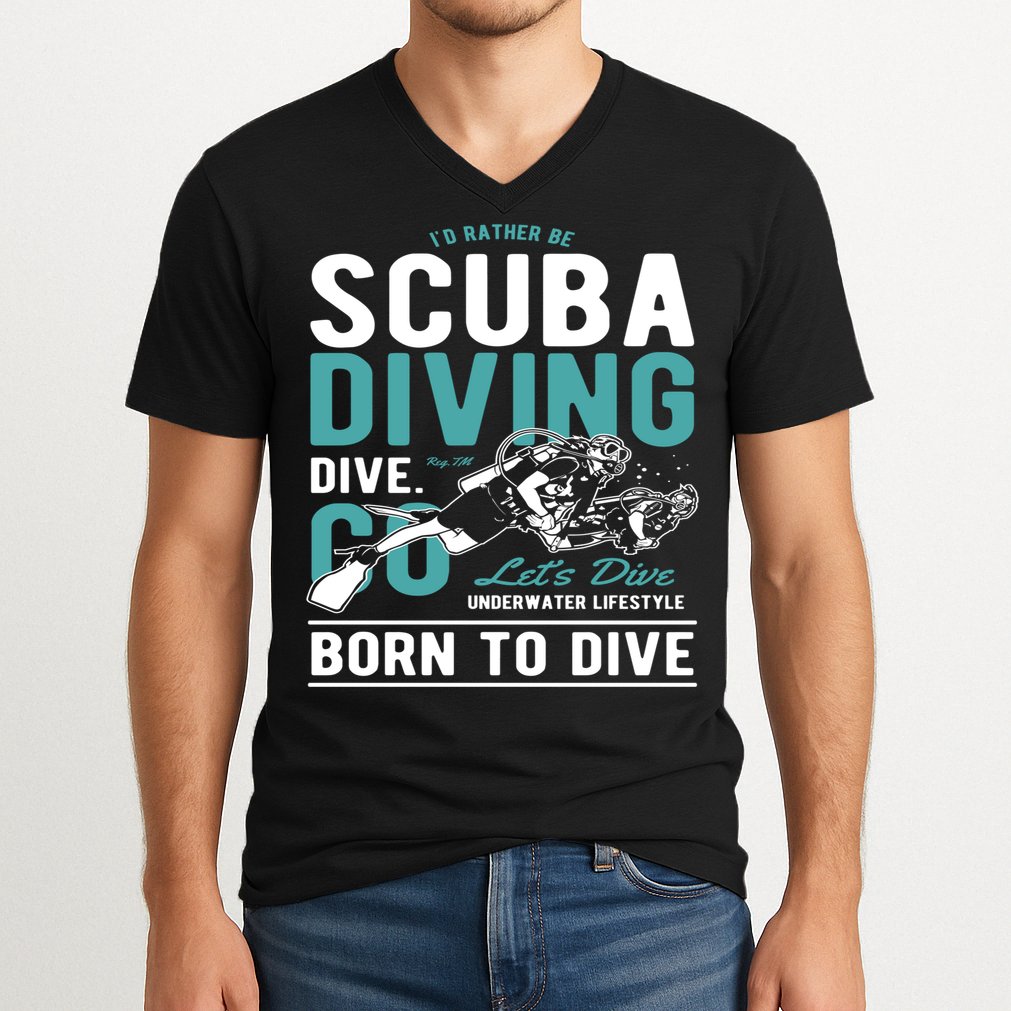 I'd Rather Be Scuba Diving Scuba Diving Diver Dive V-Neck T-Shirt
