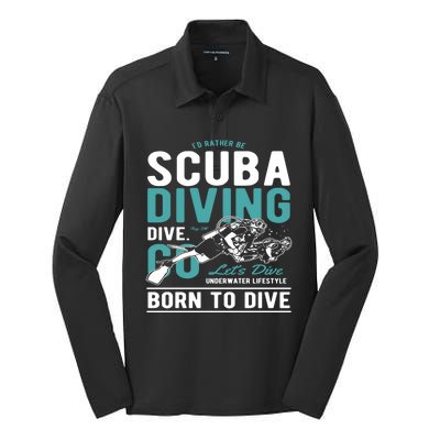 I'd Rather Be Scuba Diving Scuba Diving Diver Dive Silk Touch Performance Long Sleeve Polo