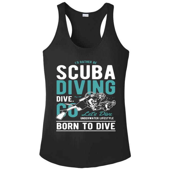 I'd Rather Be Scuba Diving Scuba Diving Diver Dive Ladies PosiCharge Competitor Racerback Tank