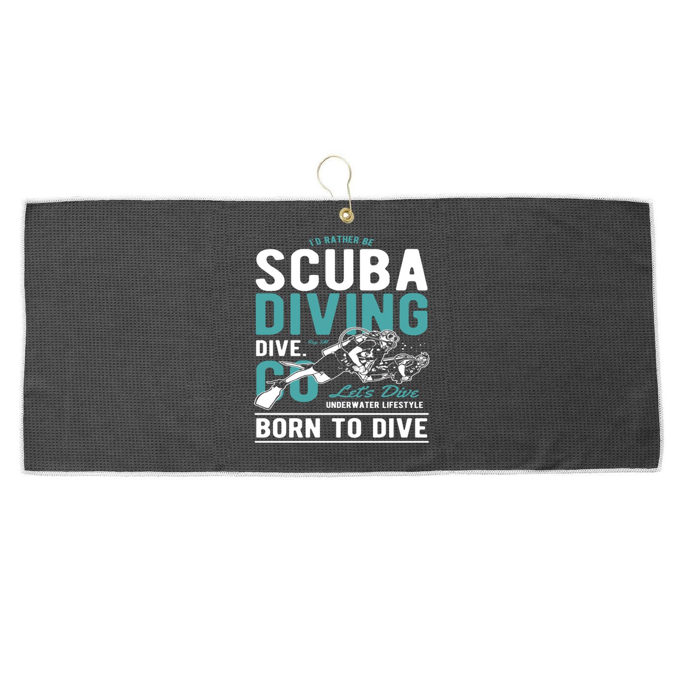 I'd Rather Be Scuba Diving Scuba Diving Diver Dive Large Microfiber Waffle Golf Towel