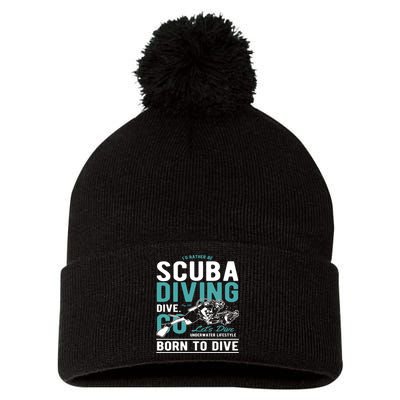 I'd Rather Be Scuba Diving Scuba Diving Diver Dive Pom Pom 12in Knit Beanie