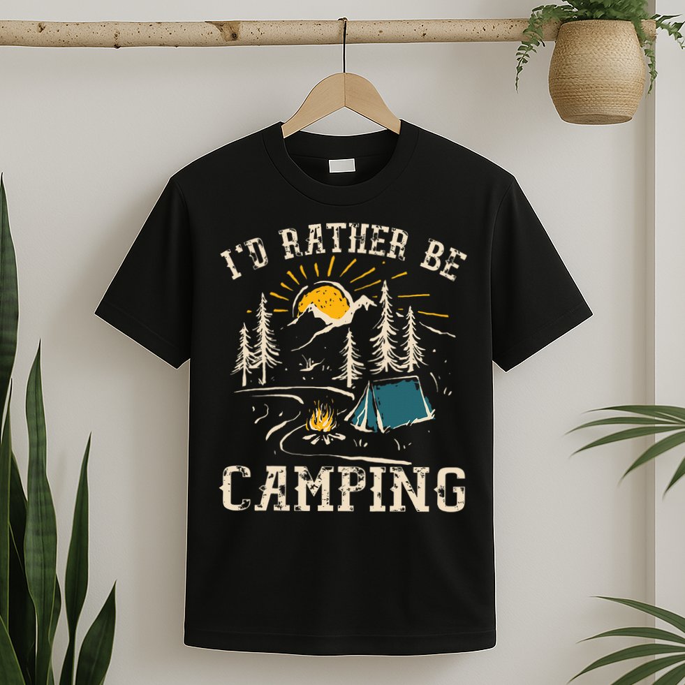 ID Rather Be Camping Design Funny Camping Lover Campers T-Shirt