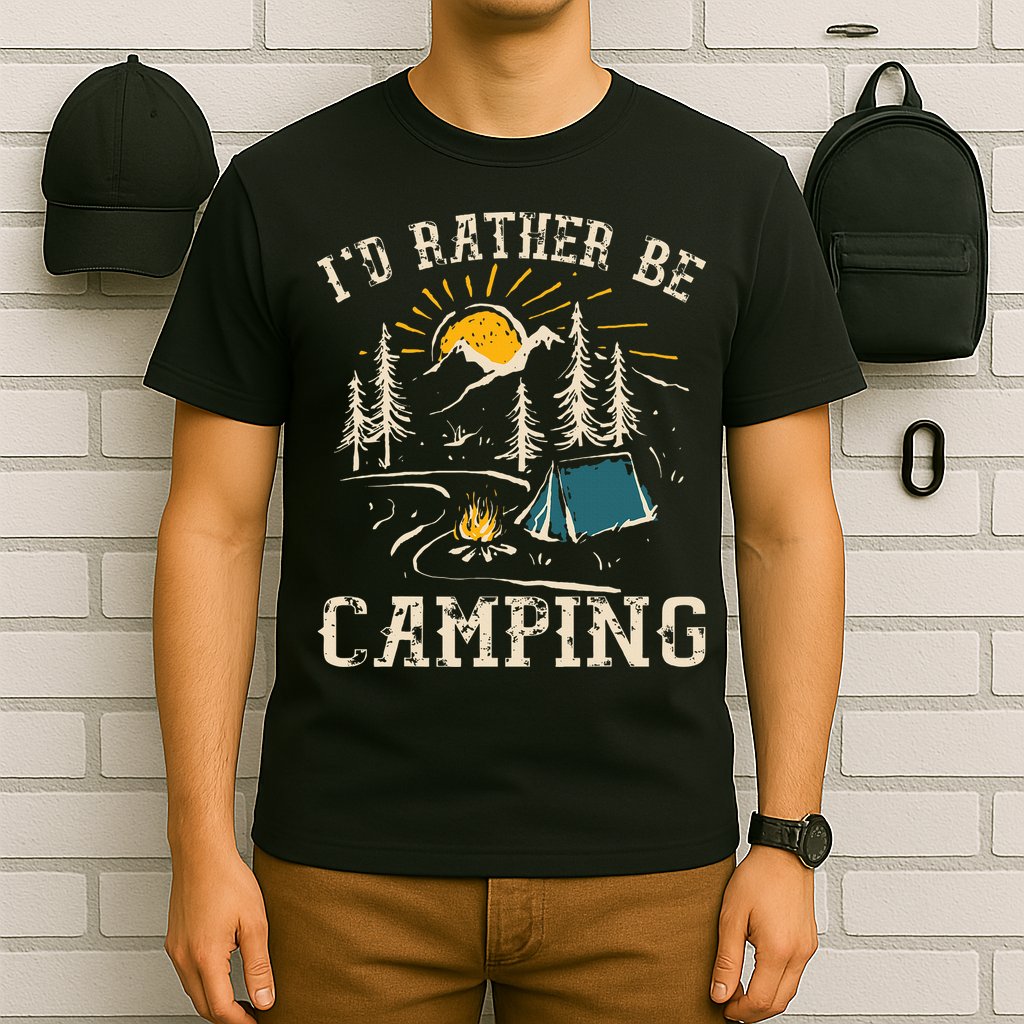 ID Rather Be Camping Design Funny Camping Lover Campers T-Shirt