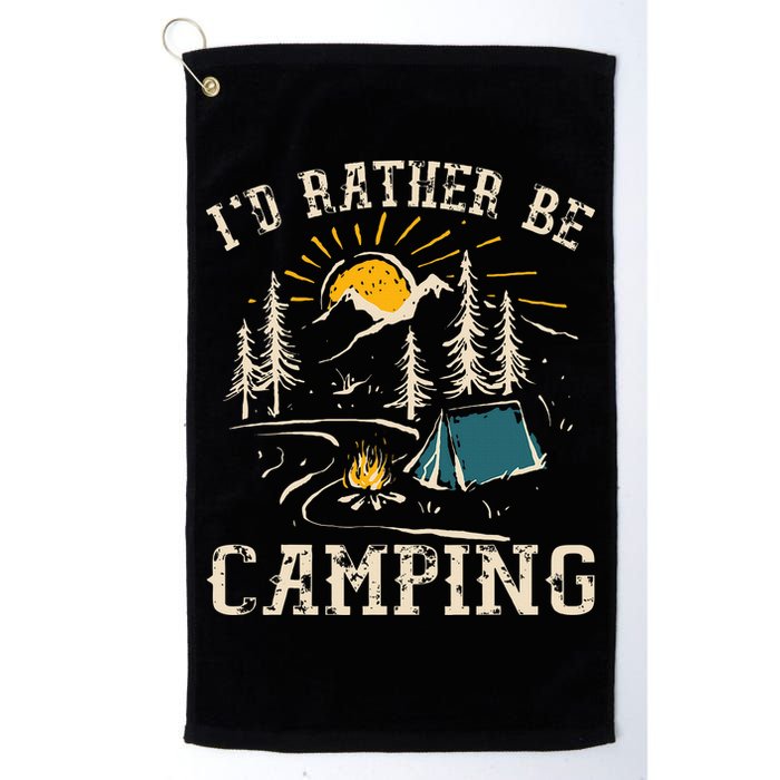 ID Rather Be Camping Design Funny Camping Lover Campers Golf Towel