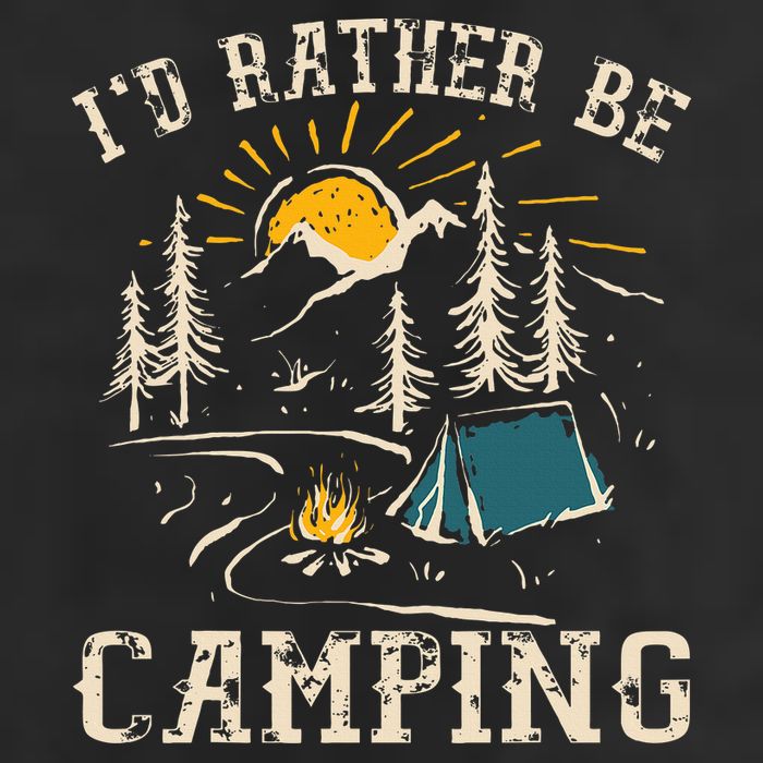ID Rather Be Camping Design Funny Camping Lover Campers Golf Towel