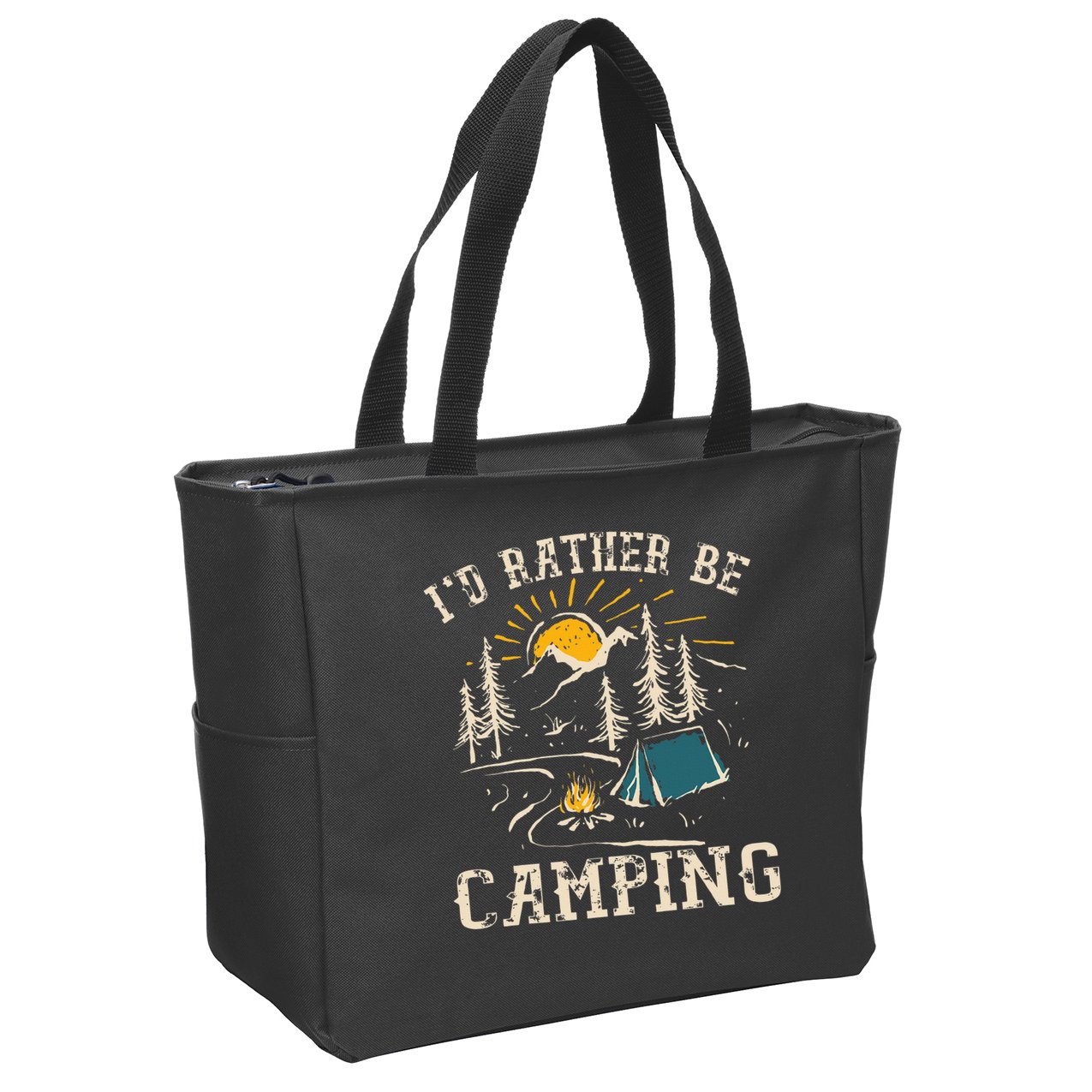 ID Rather Be Camping Design Funny Camping Lover Campers Zip Tote Bag