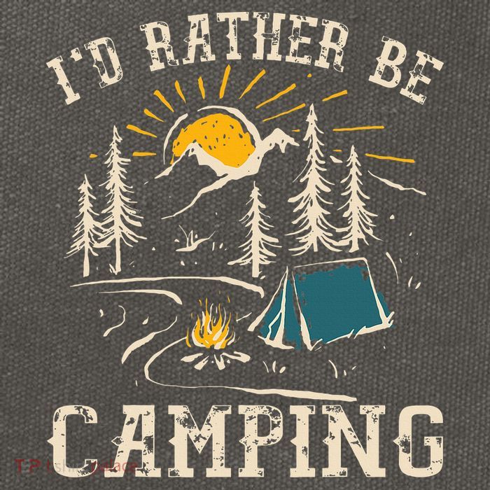 ID Rather Be Camping Design Funny Camping Lover Campers Cotton Canvas Backpack