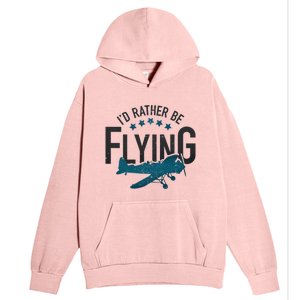 Id Rather Be Flying Retro Airplane Funny Aviation Pilot Gift Urban Pullover Hoodie