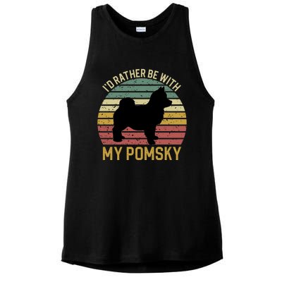 I'd Rather Be With My Pomsky Pomsky Dog Mom Or Dog Dad Gift Ladies PosiCharge Tri-Blend Wicking Tank