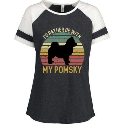 I'd Rather Be With My Pomsky Pomsky Dog Mom Or Dog Dad Gift Enza Ladies Jersey Colorblock Tee