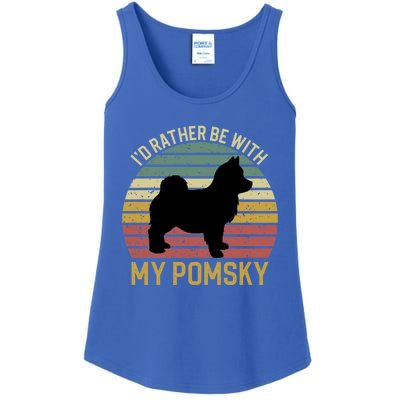 I'd Rather Be With My Pomsky Pomsky Dog Mom Or Dog Dad Gift Ladies Essential Tank