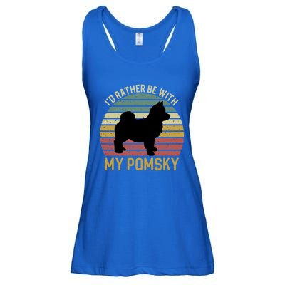 I'd Rather Be With My Pomsky Pomsky Dog Mom Or Dog Dad Gift Ladies Essential Flowy Tank