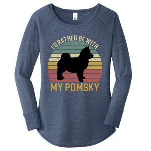 I'd Rather Be With My Pomsky Pomsky Dog Mom Or Dog Dad Gift Women's Perfect Tri Tunic Long Sleeve Shirt