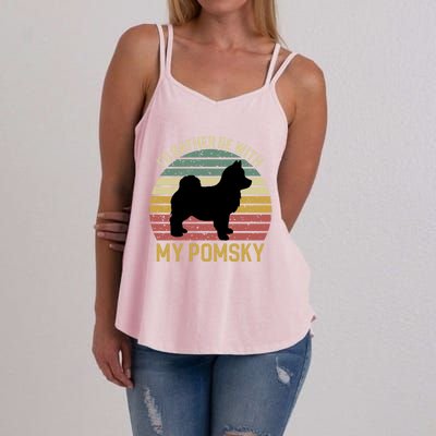 I'd Rather Be With My Pomsky Pomsky Dog Mom Or Dog Dad Gift Women's Strappy Tank