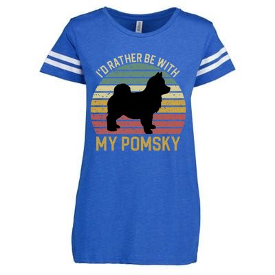 I'd Rather Be With My Pomsky Pomsky Dog Mom Or Dog Dad Gift Enza Ladies Jersey Football T-Shirt