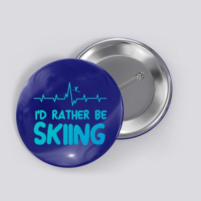 Id Rather Be Skiing Skier Gift Button