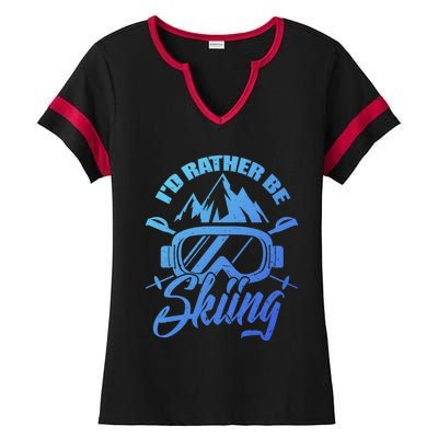 Id Rather Be Skiing Holiday Ski Winter Sport Gift Ladies Halftime Notch Neck Tee