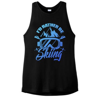 Id Rather Be Skiing Holiday Ski Winter Sport Gift Ladies PosiCharge Tri-Blend Wicking Tank