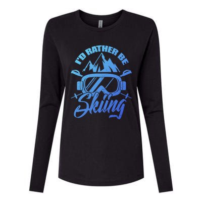 Id Rather Be Skiing Holiday Ski Winter Sport Gift Womens Cotton Relaxed Long Sleeve T-Shirt