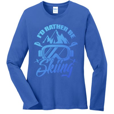 Id Rather Be Skiing Holiday Ski Winter Sport Gift Ladies Long Sleeve Shirt