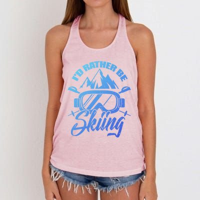 Id Rather Be Skiing Holiday Ski Winter Sport Gift Women's Knotted Racerback Tank