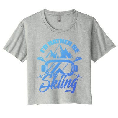 Id Rather Be Skiing Holiday Ski Winter Sport Gift Women's Crop Top Tee