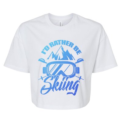 Id Rather Be Skiing Holiday Ski Winter Sport Gift Bella+Canvas Jersey Crop Tee