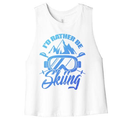 Id Rather Be Skiing Holiday Ski Winter Sport Gift Women's Racerback Cropped Tank