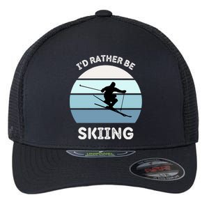 I'd Rather Be Skiing Downhill Skiing Family Winter Vacation Gift Flexfit Unipanel Trucker Cap