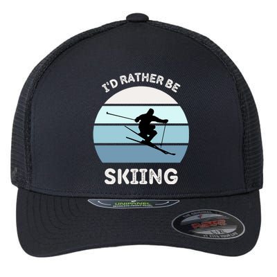 I'd Rather Be Skiing Downhill Skiing Family Winter Vacation Gift Flexfit Unipanel Trucker Cap