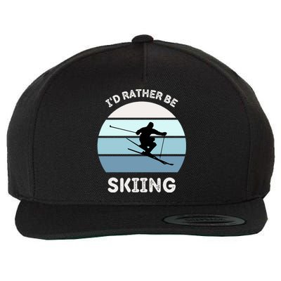 I'd Rather Be Skiing Downhill Skiing Family Winter Vacation Gift Wool Snapback Cap