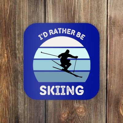 I'd Rather Be Skiing Downhill Skiing Family Winter Vacation Gift Coaster