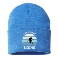 I'd Rather Be Skiing Downhill Skiing Family Winter Vacation Gift Sustainable Knit Beanie